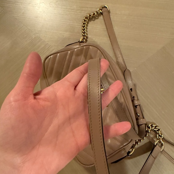Gucci GG Marmont Small Camera Bag – Pale Pink / Taupe Quilted Leather - Picture 13 of 13
